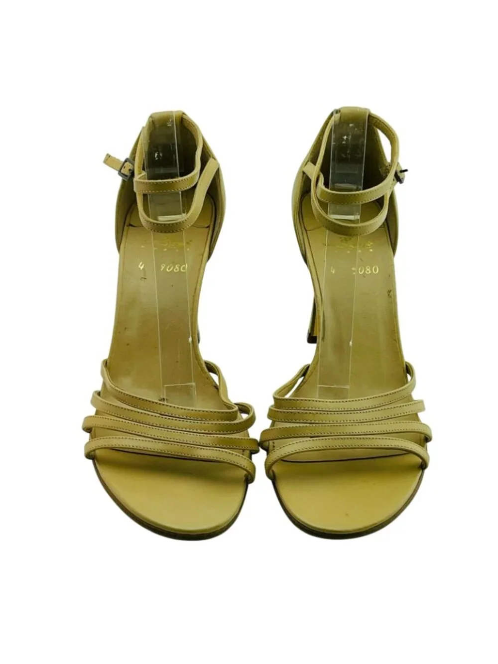 Tan Leather Strappy High Heel Sandals Size 6